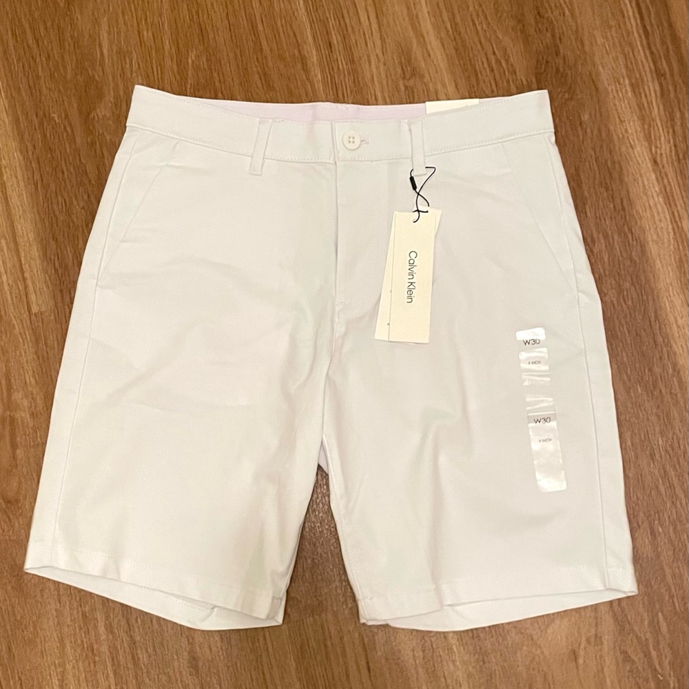 Calvin Klein White Mens Slim Fit Adjustable Waist Shorts